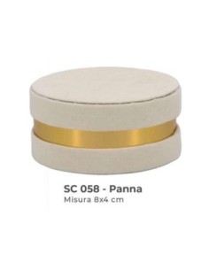 Scatola tonda in velluto con coperchio Ø 8 x h 4 cm - panna