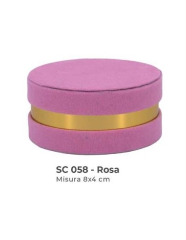 Scatola tonda in velluto con coperchio Ø 8 x h 4 cm - rosa