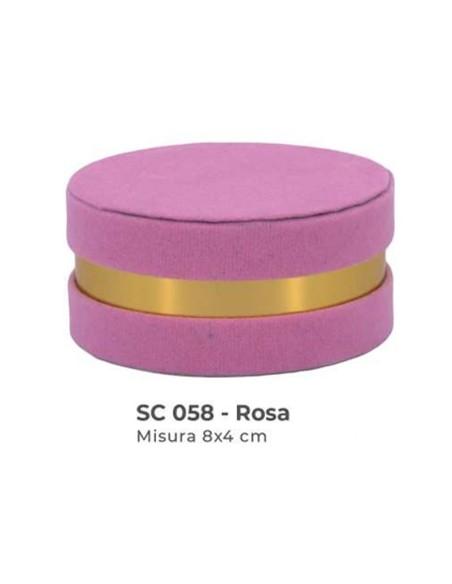 Scatola tonda in velluto con coperchio Ø 8 x h 4 cm - rosa