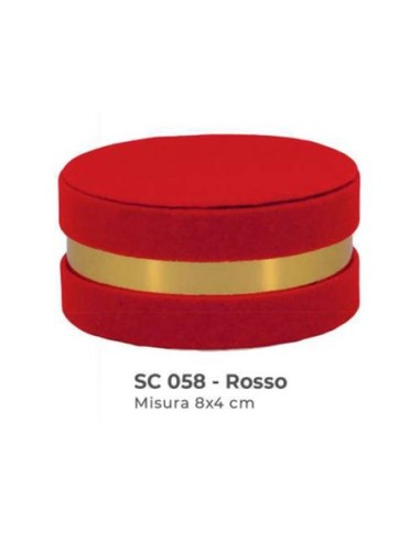 Scatola tonda in velluto con coperchio Ø 8 x h 4 cm - rosso