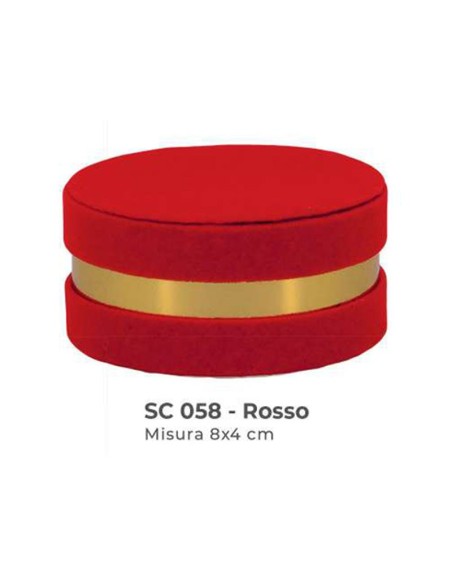 Scatola tonda in velluto con coperchio Ø 8 x h 4 cm - rosso