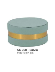 Scatola tonda in velluto con coperchio Ø 8 x h 4 cm - salvia