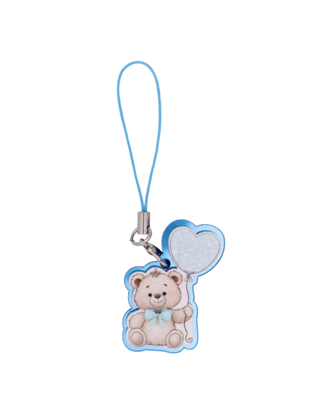 Applicazione decorativa Orsetto con palloncino 2x4 cm - celeste
