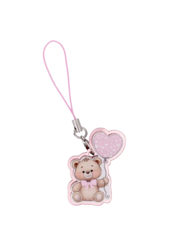 Applicazione decorativa Orsetto con palloncino 2x4 cm - rosa