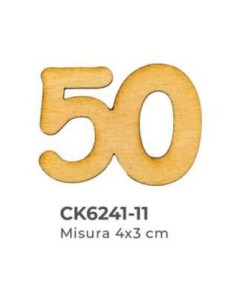Applicazione in legno Numero 50 4x3 cm - naturale