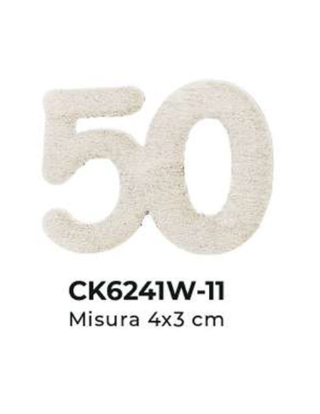 Applicazione in legno Numero 50 4x3 cm - bianco