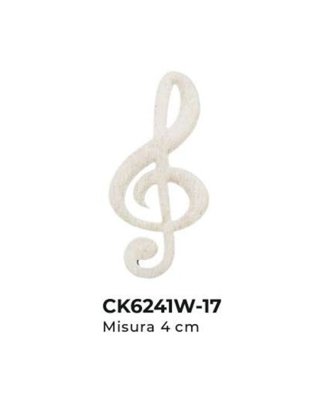 Applicazione in legno Nota musicale 4 cm - bianco