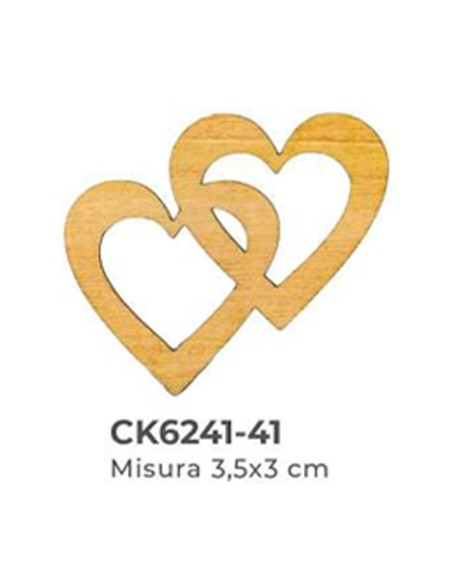 Applicazione in legno Doppio cuore 3