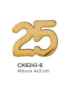Applicazione in legno Numero 25 4x3 cm - naturale
