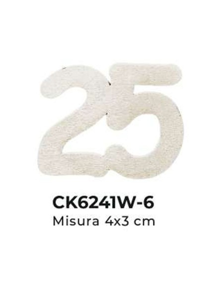 Applicazione in legno Numero 25 4x3 cm - bianco