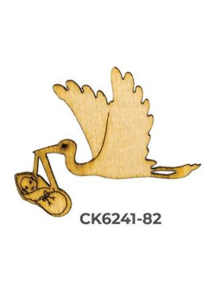 Applicazione in legno Cicogna 4x3 cm - naturale