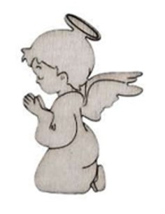 Applicazione in legno Angioletto 3 cm - bianco