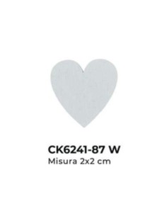 Applicazione in legno Cuore piccolo 2x2 cm - bianco