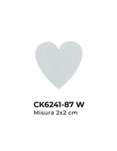 Applicazione in legno Cuore piccolo 2x2 cm - bianco