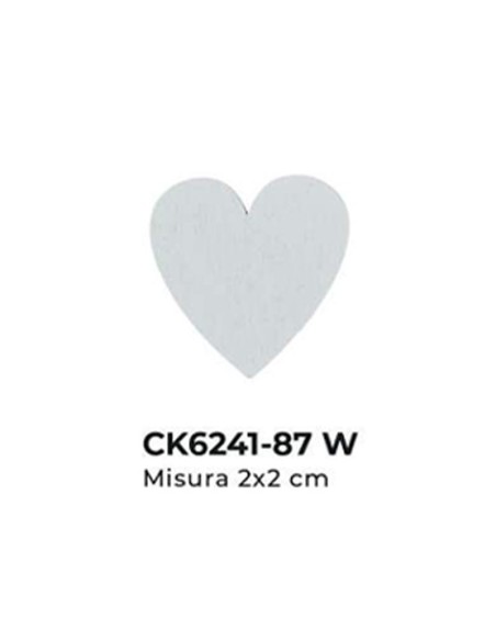 Applicazione in legno Cuore piccolo 2x2 cm - bianco
