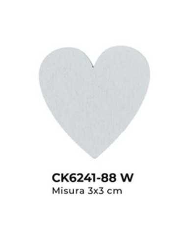 Applicazione in legno Cuore grande 3x3 cm - bianco