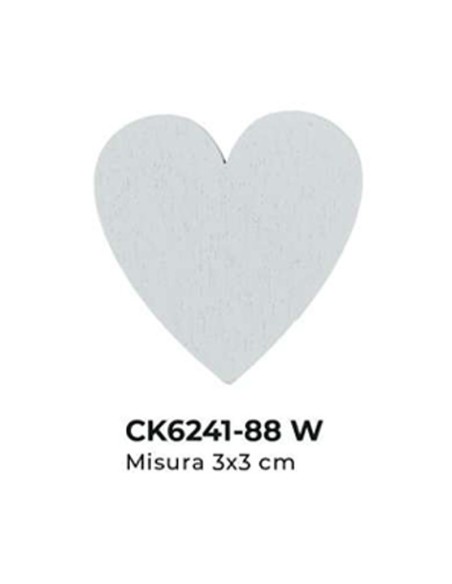 Applicazione in legno Cuore grande 3x3 cm - bianco