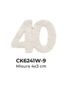 Applicazione in legno Numero 40 4x3 cm - bianco