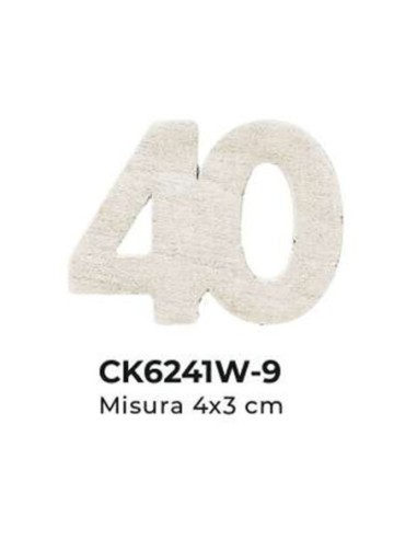 Applicazione in legno Numero 40 4x3 cm - bianco