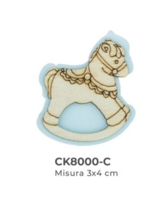 Applicazione in legno Cavallo a dondolo 3x4 cm - celeste