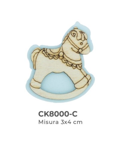 Applicazione in legno Cavallo a dondolo 3x4 cm - celeste