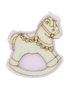 Applicazione in legno Cavallo a dondolo 3x4 cm - rosa