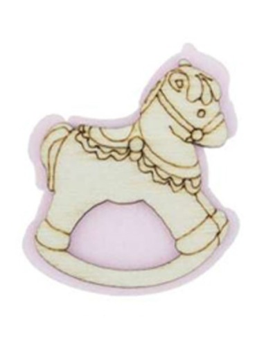 Applicazione in legno Cavallo a dondolo 3x4 cm - rosa