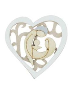 Applicazione in legno Sacra Famiglia 5x5 cm