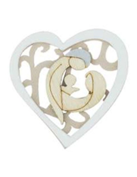 Applicazione in legno Sacra Famiglia 5x5 cm