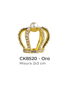 Applicazione a corona piccola con perle 2x3 cm - oro