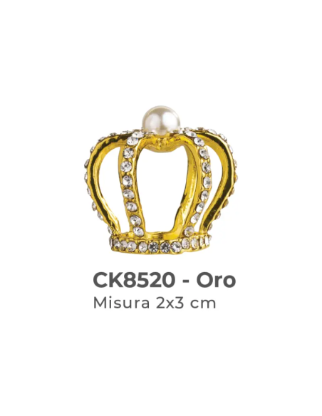 Applicazione a corona piccola con perle 2x3 cm - oro
