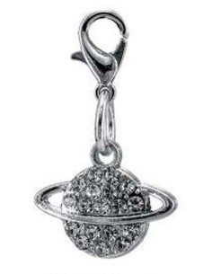 Applicazione in metallo Pianeta con anelli 1x2 cm - argento