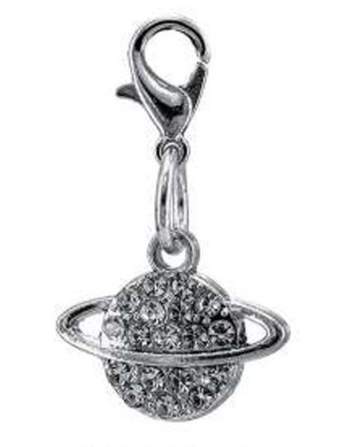 Applicazione in metallo Pianeta con anelli 1x2 cm - argento