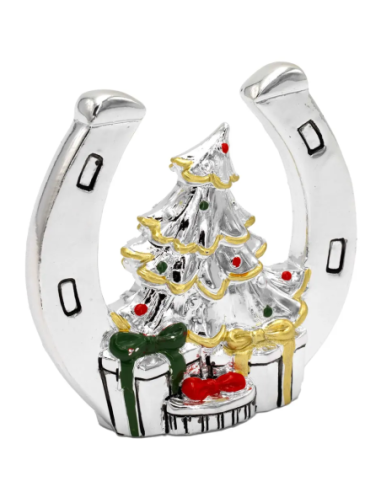 Ferro di cavallo portafortuna natalizio con albero di Natale