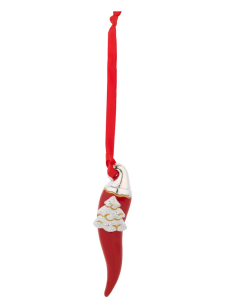 Cornino portafortuna natalizio con albero di Natale 2