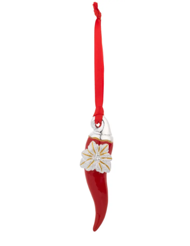 Cornino portafortuna natalizio con stella di Natale