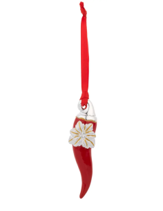 Cornino portafortuna natalizio con stella di Natale 2