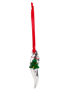 Cornino portafortuna natalizio con albero di Natale