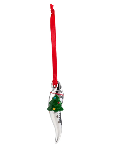 Cornino portafortuna natalizio con albero di Natale
