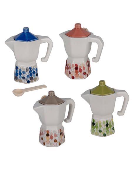 Zuccheriera Moka Modern Pois in porcellana h 11 cm - Bomboniera Matrimonio | G3S
