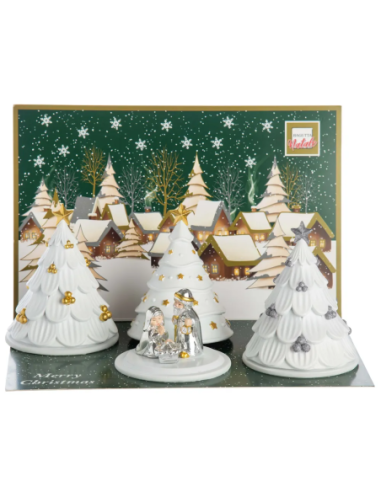 Albero con presepe argentato e stelline N8706-02 | G3S Ingrosso