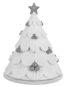 Albero-cupola bianco con presepe argentato e palline argento 2