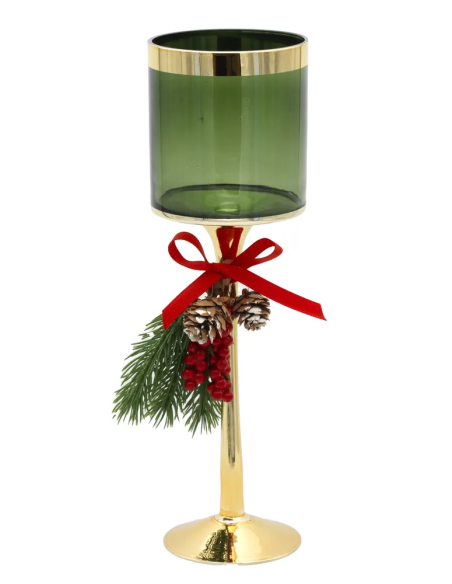 Candeliere Natale vetro bianco h 33 cm N8708-05 | G3S Ingrosso