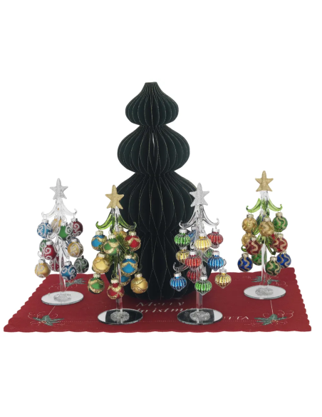 Alberello Natale verde sfere rigate h 21 cm N8712-05 | G3S Ingrosso