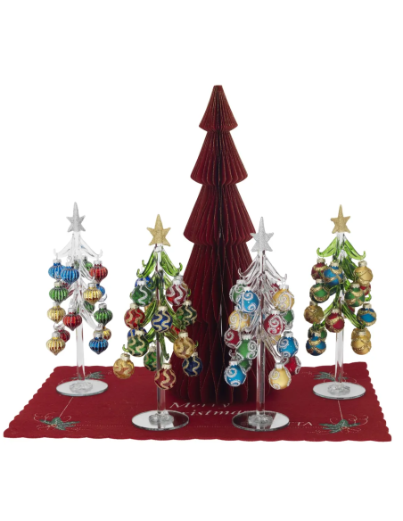Alberello Natale bianco sfere con onde h 26 cm N8713-04 | G3S Ingrosso