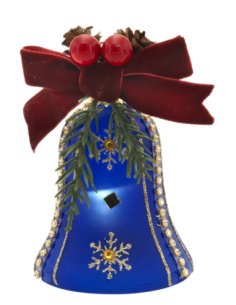 Campanella natalizia luminosa blu con fiocco di neve