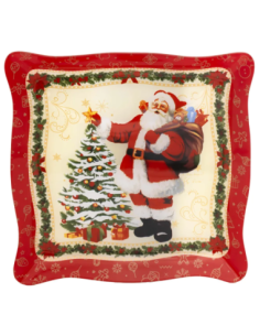 Piatto torta natalizio quadrato 33 x 33 cm con Babbo Natale 2