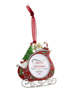 Mini portafoto natalizio da appendere Babbo Natale su slitta