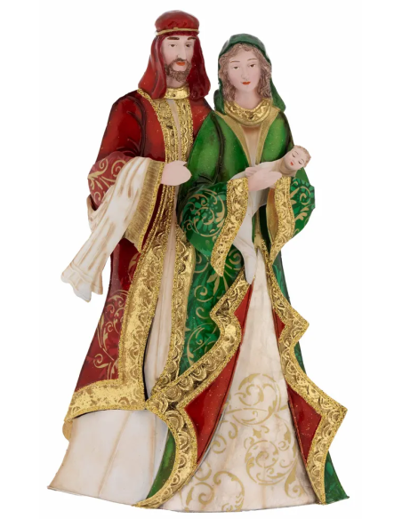Presepe natalizio in metallo smaltato e madreperla h 35 cm