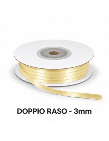 Nastro Doppio Raso 3 mm x 50 m - Avorio - vista bobina